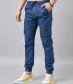 Men’s-blue-denim-cargo-joggers-with-elastic-cuffs-and-pockets—Denim-Apparels