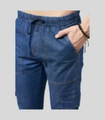 Men’s-blue-denim-cargo-joggers-with-elastic-cuffs-and-pockets—Denim-Apparels