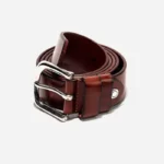 Classic full-grain leather belt with nickel buckle — handcrafted by Denim Apparels