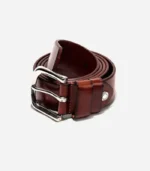 Classic full-grain leather belt with nickel buckle — handcrafted by Denim Apparels