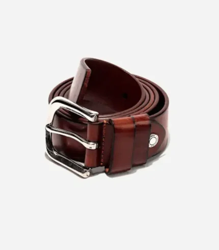Classic full-grain leather belt with nickel buckle — handcrafted by Denim Apparels
