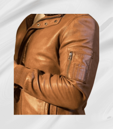 Premium-marine-tan-bomber-jacket-in-full-grain-sheep-leather-with-rugged-detailing-OEM-manufacturer-Denim-Apparels